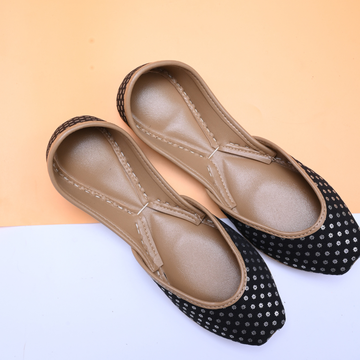 Black Raw Silk Khussa – Classic Craft, Timeless Comfort For Women